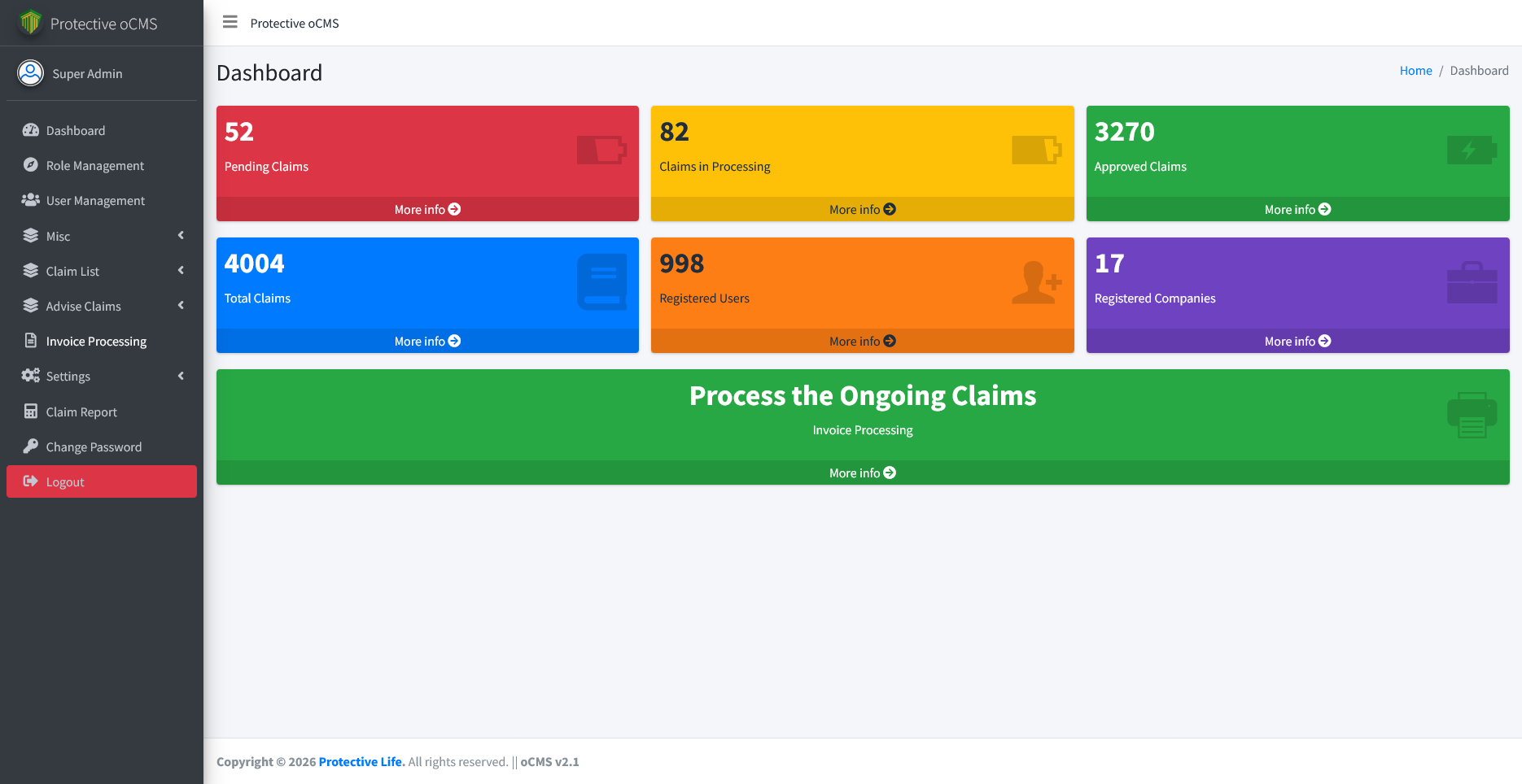 Protective Online Claim Management System (OCMS)