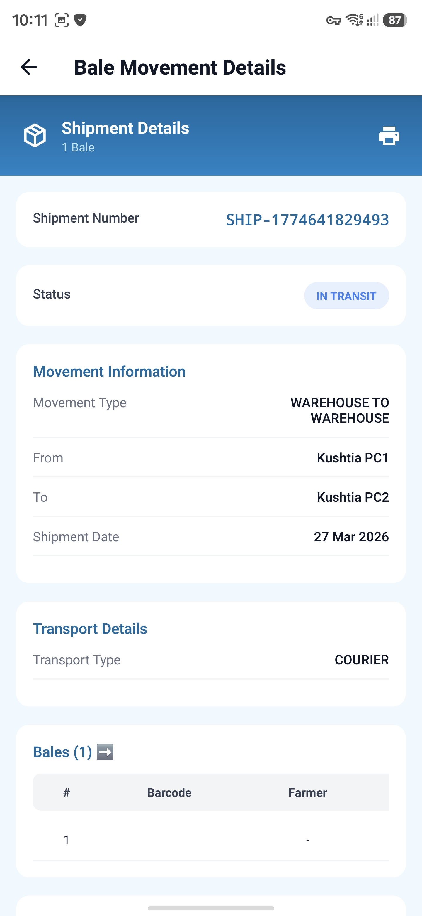 Detailed Bale Shipping & Lot Inventory Verification screenshot 1