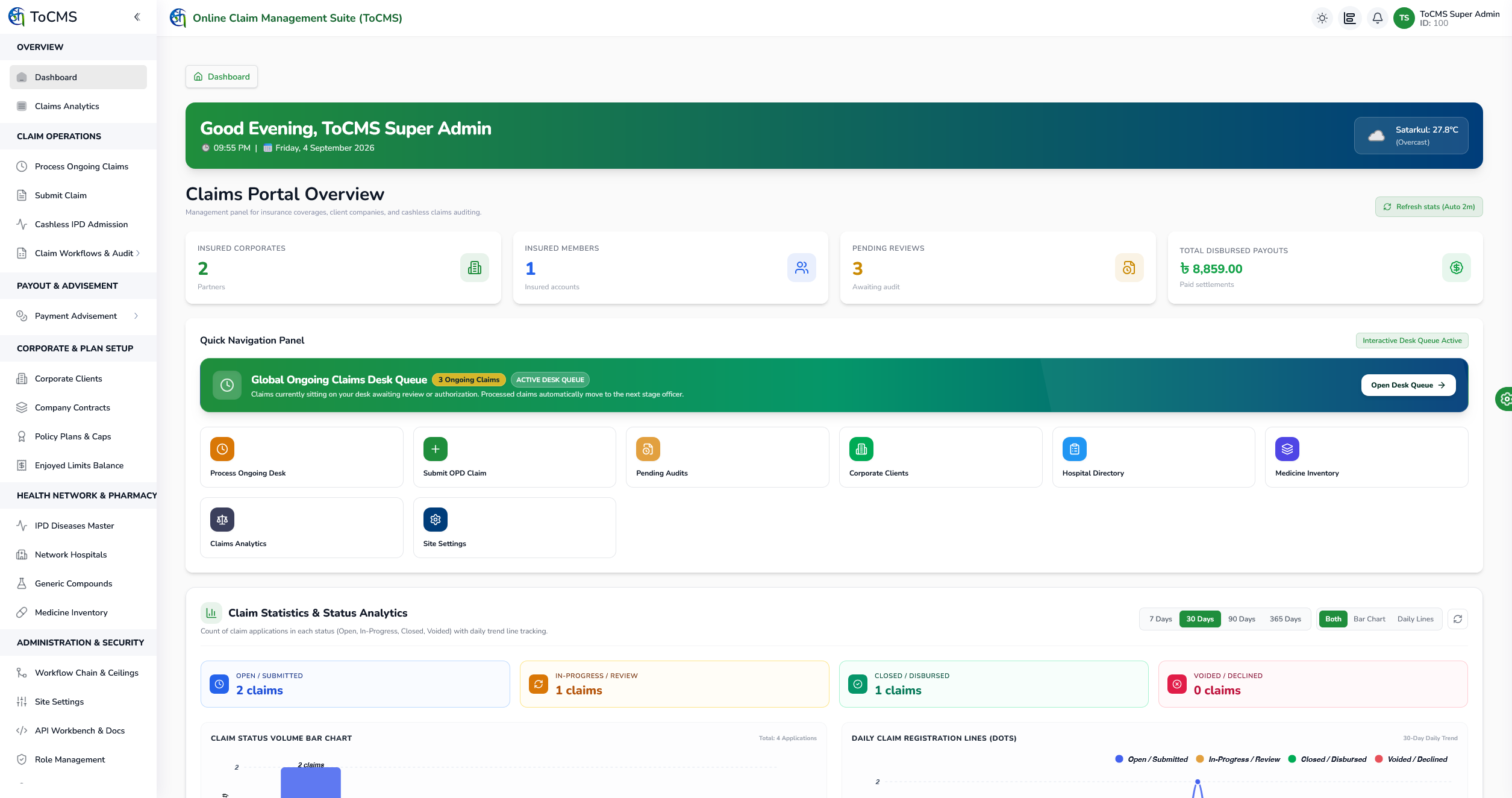 Transparent Online Claim Management Suite (ToCMS)
