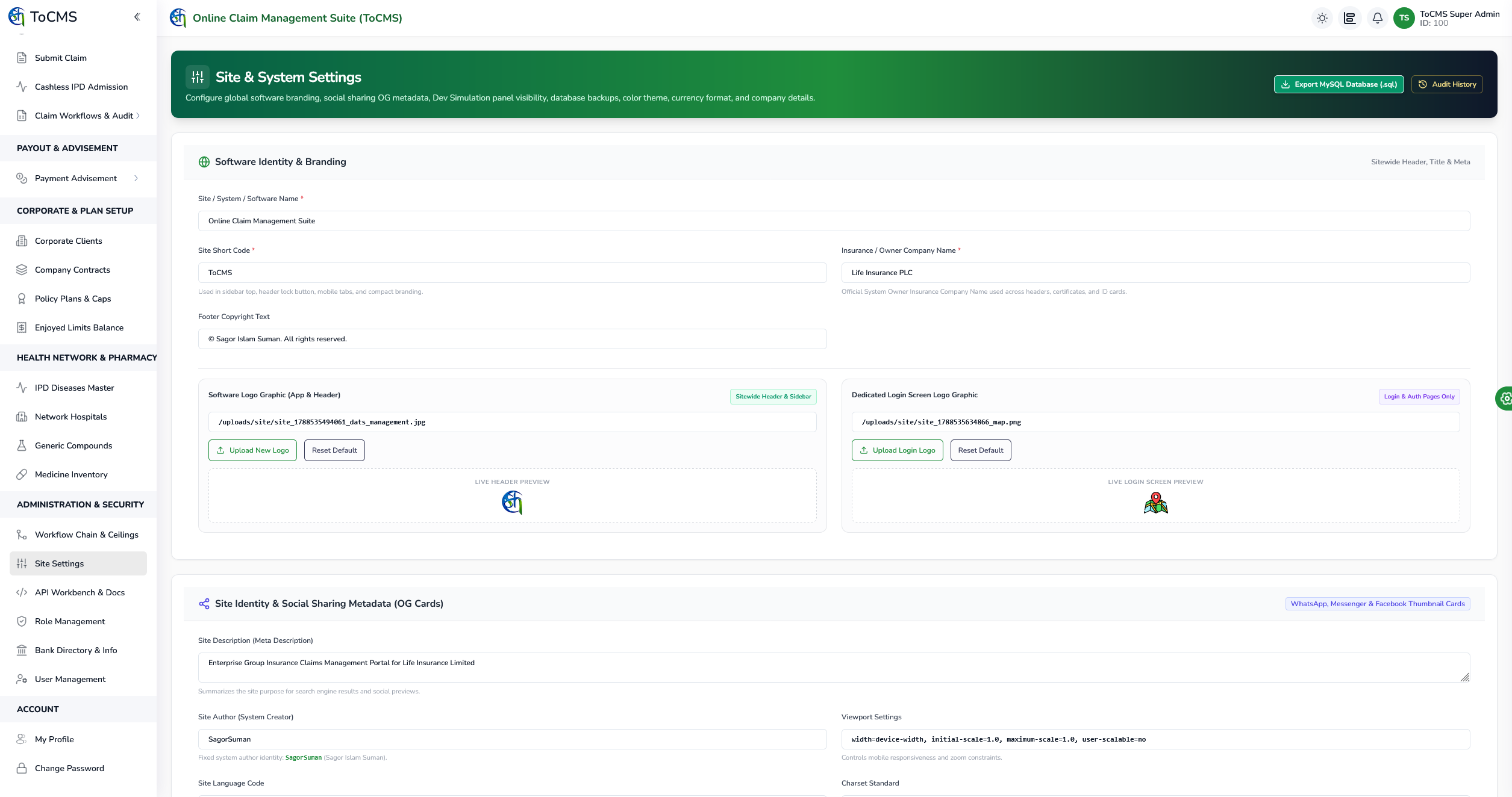 Dynamic Site Settings, Timezone & Branding Engine screenshot 1