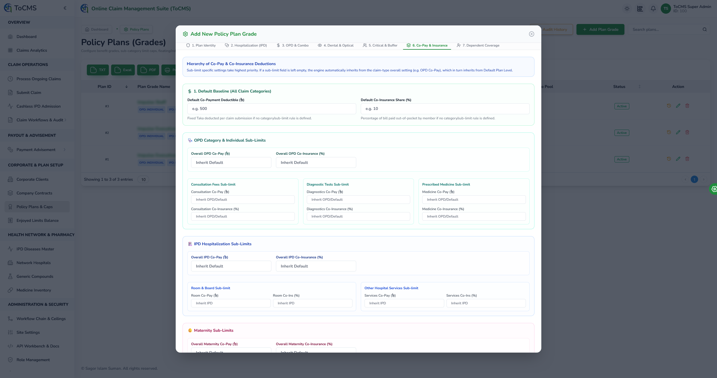 Group Policy Plans, Grade Caps & Benefit Riders Setup screenshot 6
